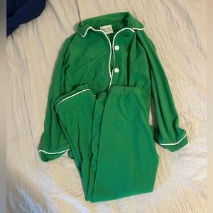 Sugarbee Green Fleece Pajama Set with White Trim